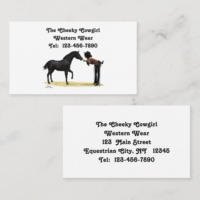 Garota-Vaca Pega Com Cartões de visitas De Cavalo (Frente/Verso)