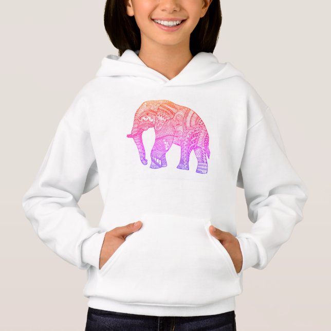 Garotas Bonitas Patternaram Elefante Pullover Hood (Frente)
