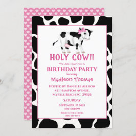 Garotas Convite de aniversário Rosa-de-Vaca