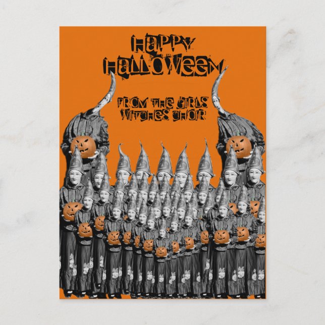 GAROTAS DE CARTÃO DE HALLOWEEN CORO DE BRUXA FOTO  (Frente)