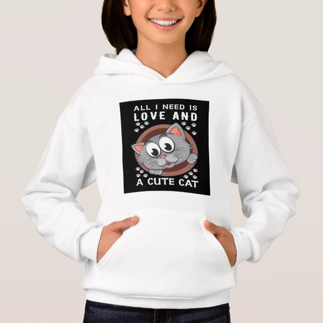 Garotas Gatos Gato Pullover Hoodies & Sweatshirts (Frente)