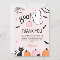 Garotas Rosa Boo Halloween Cartões de agradeciment