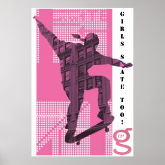 Garotas Skates Também! - Poster (Rosa)