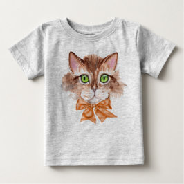 Garoto Camiseta Bebê com Cara de Gato