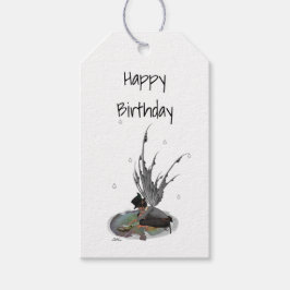 Garoto Chuva Fada Com Etiqueta De Presente De Sapo