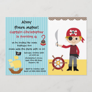 Garoto Convite de aniversário Pirata Ahoy Mates