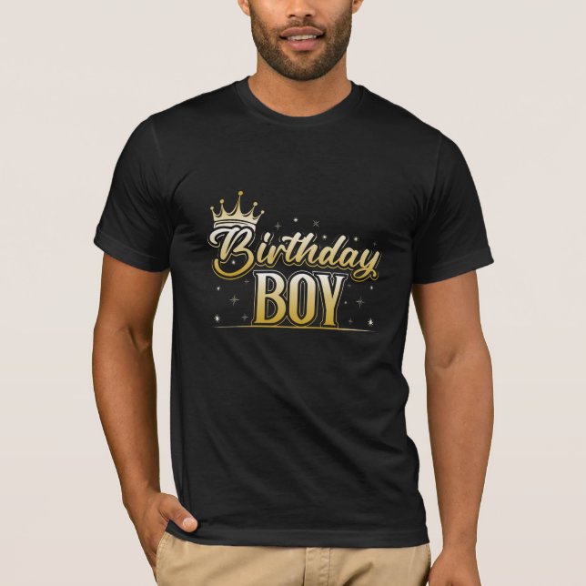 Garoto de aniversário com coroa design de camisa (Frente)