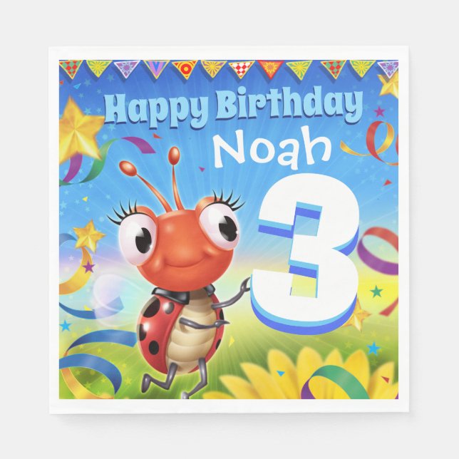 Garoto de guardanapo de papel de Festa de aniversá (Frente)