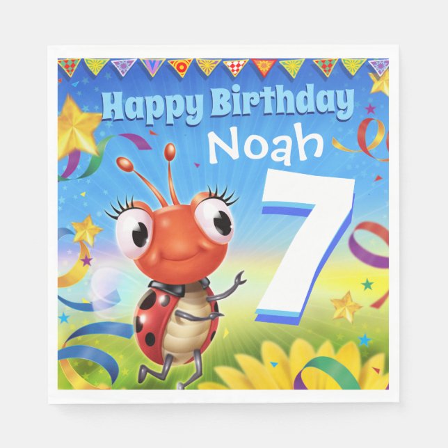 Garoto de guardanapo de papel de Festa de aniversá (Frente)