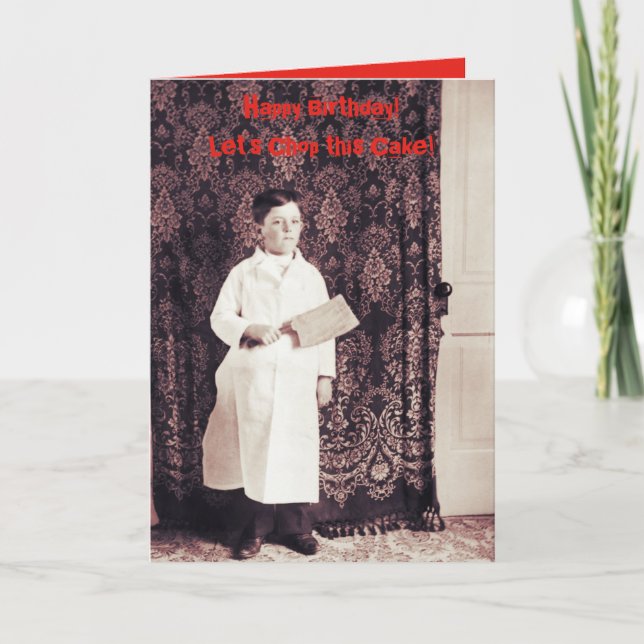 Garoto do açougueiro de 1890 com cartão de anivers (Frente)