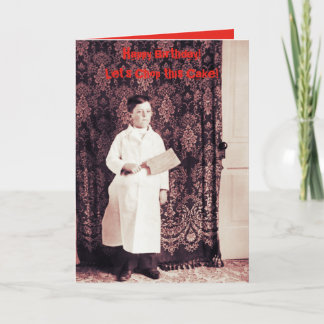 Garoto do açougueiro de 1890 com cartão de anivers