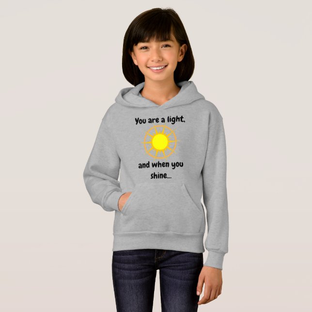 Garoto Hoodie 'Brilhante'/Adulto Jovem (Cinza) (Frente Completa)