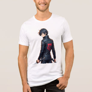 Garoto Legal de Anime com Espada e Jaqueta Preta n