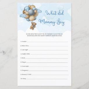 Garoto Urso Azul Balões Azuis O que Mamães Dizem