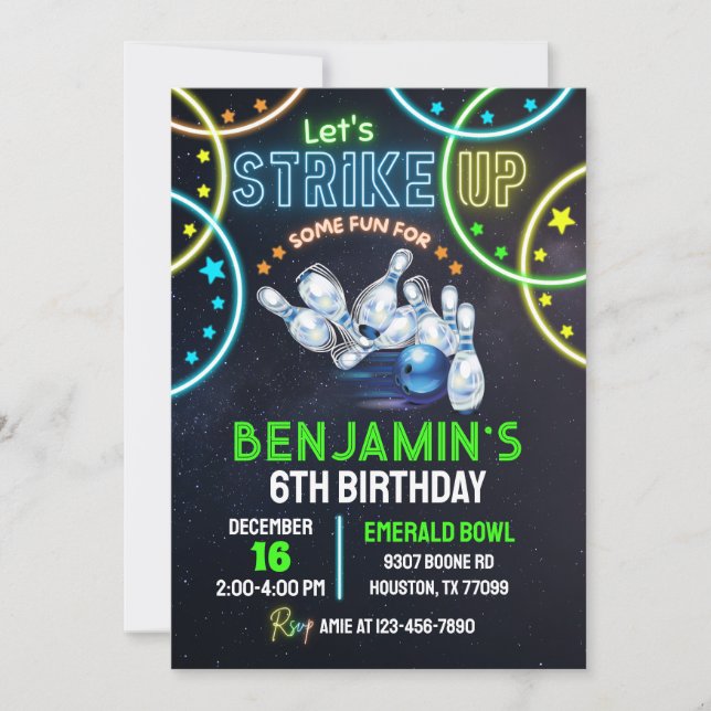 Garotos Convites de festas boliches Se Divertem (Frente)