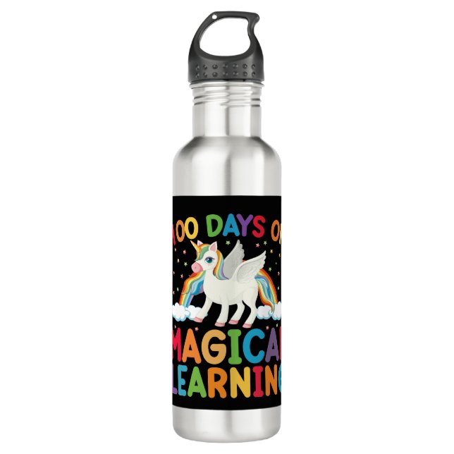 Garrafa 100 Dias De Meninas De Unicórnio Da Escola De Educ (Frente)