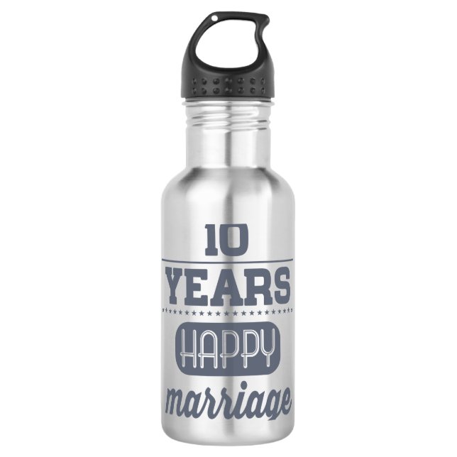 Garrafa 10 anos de casamento feliz (Frente)