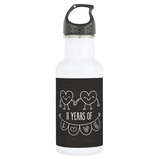 Garrafa 11 Anniversário Gift Chalk Hearts (Frente)