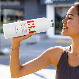 Garrafa 13.1 Texto vermelho escuro a meio da maratona em e