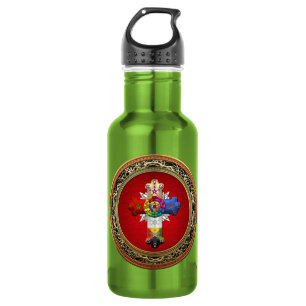 Garrafa [200] Rosy Cross (Rosa Croix) em Vermelho e Dourad