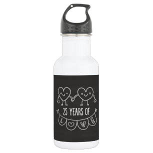 Garrafa 25 Anniversário Gift Chalk Hearts