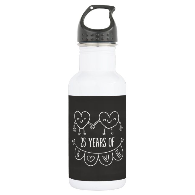 Garrafa 25 Anniversário Gift Chalk Hearts (Frente)