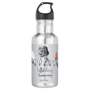 Garrafa 2 Fotos11 Rosa de Aço do Coração de Casamento d