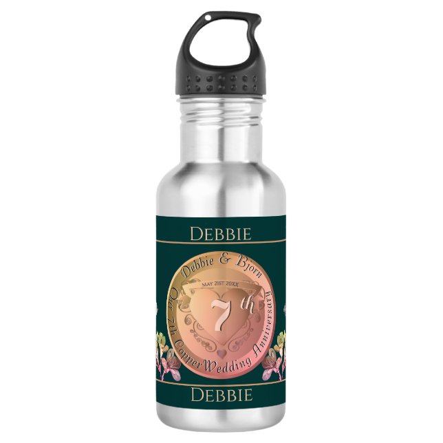 Garrafa 7 de cobre Fresia 2 Fotografias Frasco de Água (Frente)