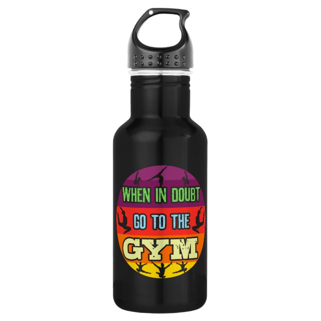 Garrafa A ginástica feminina em dúvida vai à academia (Frente)