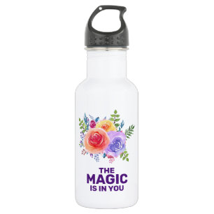 Garrafa A mágica é em você design floral inspirado