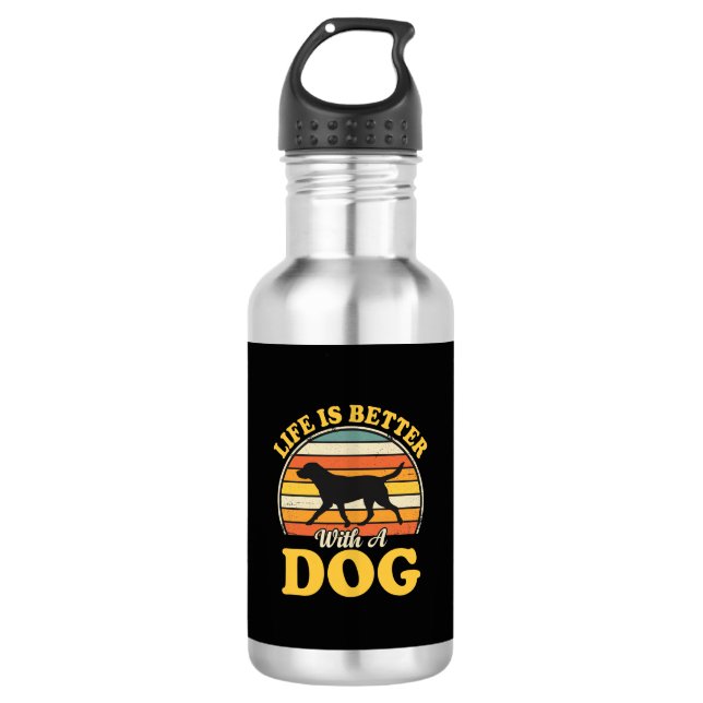Garrafa A Vida É Melhor Com Um Cachorro Retro (Frente)