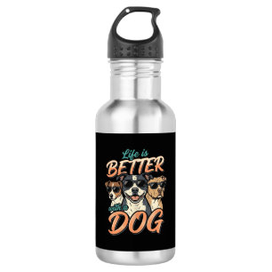 Garrafa A Vida é Melhor com Vetor de Cachorro