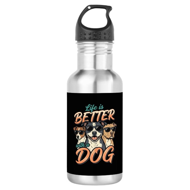 Garrafa A Vida é Melhor com Vetor de Cachorro (Frente)