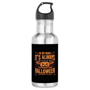 Garrafa Abóbora de Halloween sempre Morcego Vetor Design_1