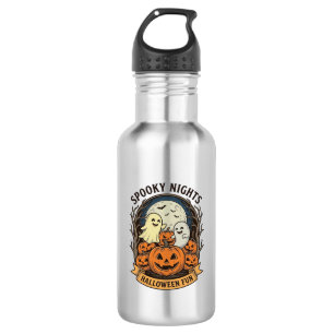 Garrafa Abóboras Fantasmas Fofos Gravura Vintage Halloween