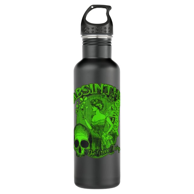 Garrafa Absinthe Skull Green Fairy Retro design (Frente)