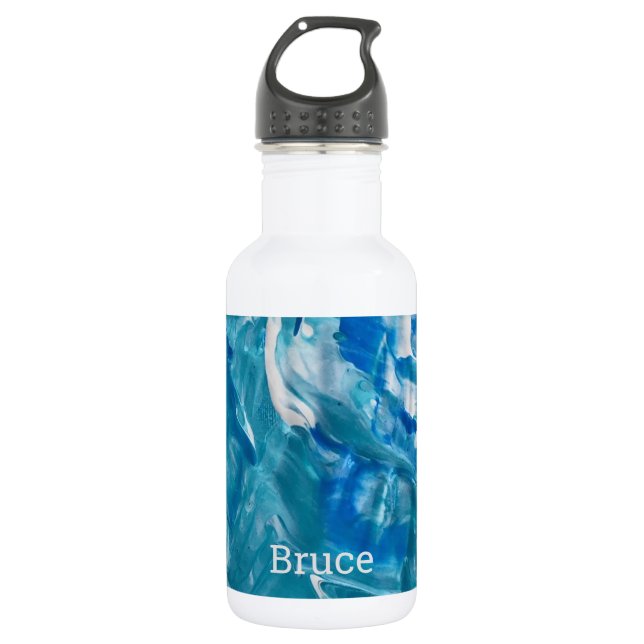 Garrafa Abstrato de personalização de branco azul-branco (Frente)