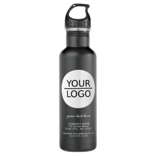 Garrafa Adicione seu logotipo a preto de promoção de texto