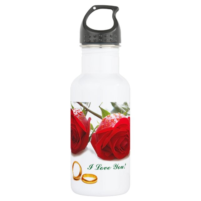 Garrafa Adicione seu texto! Frasco de água (18 oz) (Frente)
