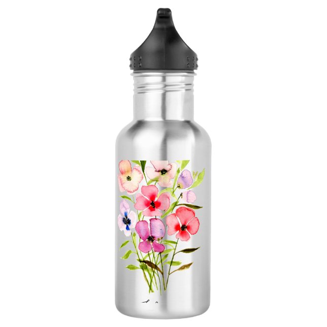 Garrafa Adorável Buquê de flor selvagem com nome (Direita)