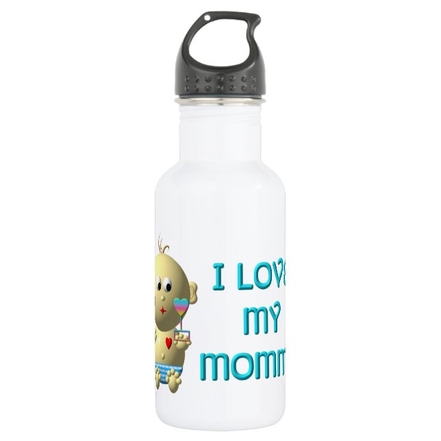 Garrafa Adoro a minha mamãe a saltar o bebê com o coração  (Frente)