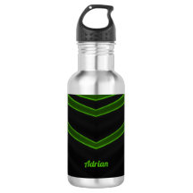 ADRIAN ~ Black and Fluoro Green Water Bottle