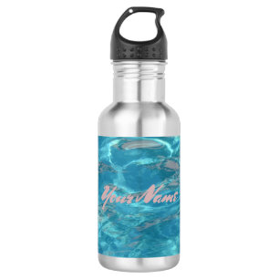 Garrafa Água de ondulação azul tropical personalizada