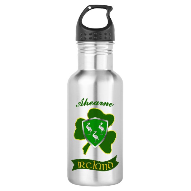 Garrafa AHearne Irish Shield & Shamrock Personalizado (Frente)