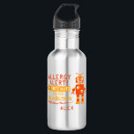 Garrafa Alerta da alergia da porca da árvore do robô dos<br><div class="desc">Garrafa de água personalizada alerta da alergia da porca da árvore do robô dos meninos. Alerta da alergia: Mau funcionamento das causas dos loucos da árvore. Personalize com nome ou a outra informação. Design alaranjado do robô com de "símbolo nenhuns loucos da árvore. Lembre outro em tempos da refeição de...</div>