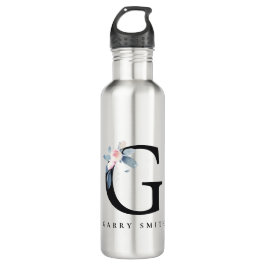 GARRAFA ALFABETES FLORAIS AZUIS SUAVES LOMBOS, LETRA G