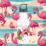 Garrafa amantes do flamingo, cor-de-rosa, adicionam nome<br><div class="desc">amantes do flamingo,  cor-de-rosa,  adicionam nome a garrafa de água de aço inoxidável</div>