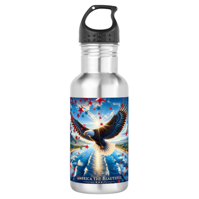 Garrafa América, Bela Grelha de Água da Bandeira dos EUA (Frente)