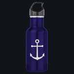 Garrafa Âncora Azul Marinho Náutica<br><div class="desc">Garrafa de água da âncora Marinho Náutica minimalista moderna. Perfeito como presente de verão para ele e muito mais.</div>