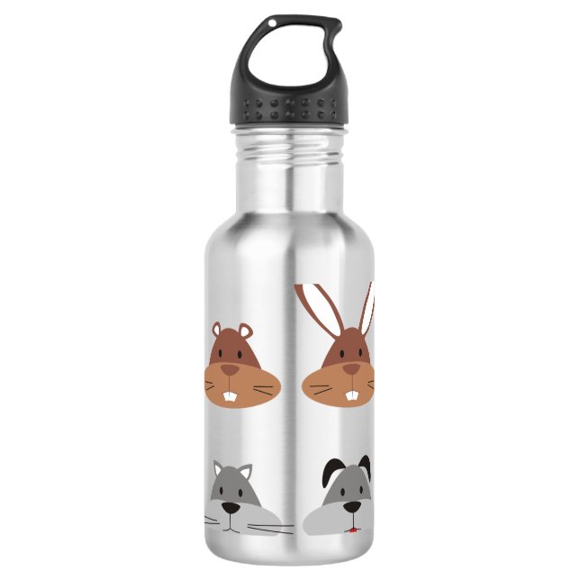Garrafa Animal Cartoon Cat Dog Gopher Heads Rabbit (Frente)